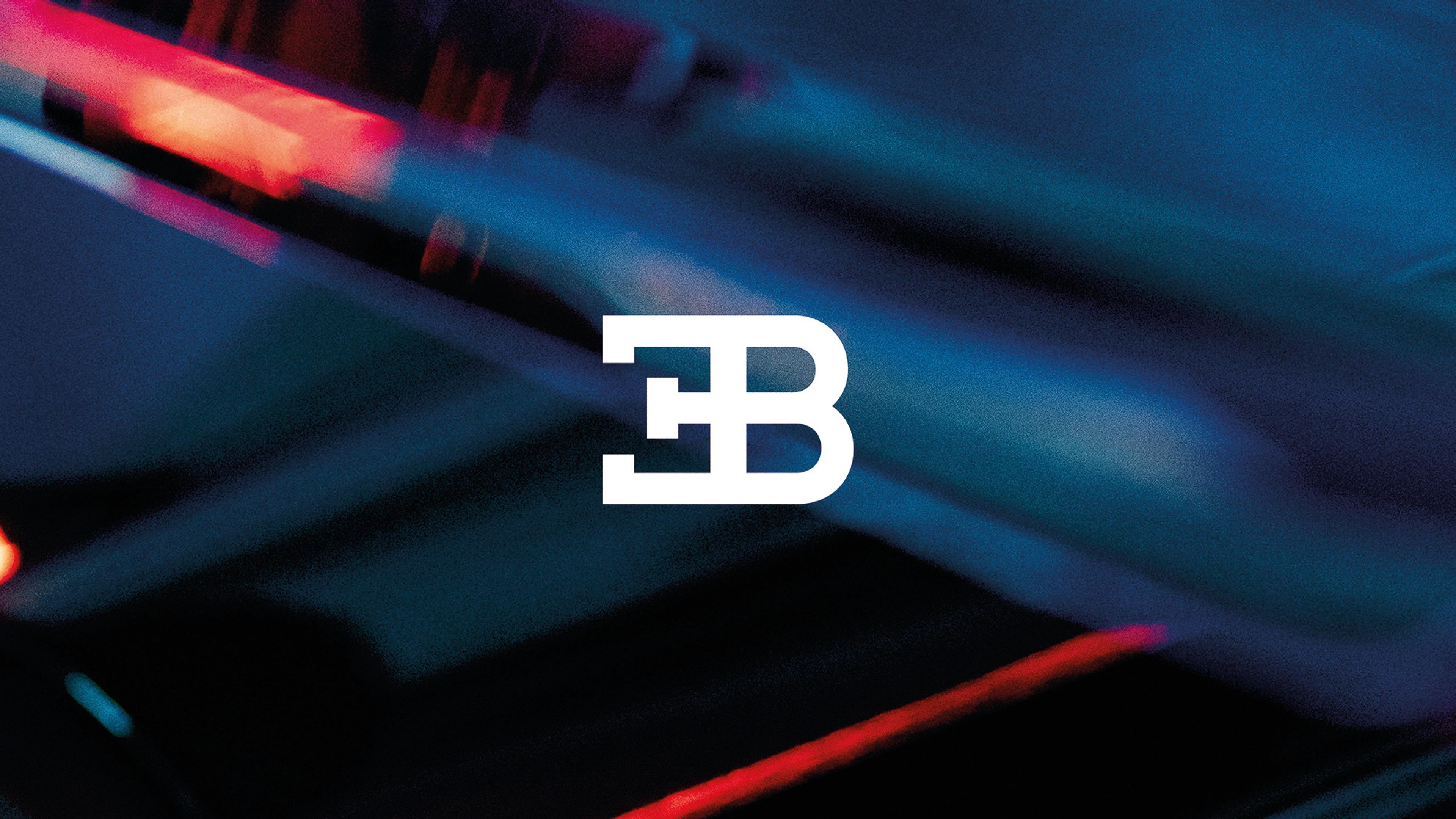 White stylized EB logo over an abstract background of blurred blue textures with hints of red.